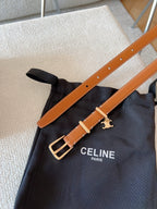 CL BELT 18MM IN BROWN TAURILLON CALFSKIN GOLD BUCKLE
