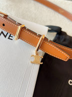 CL BELT 18MM IN BROWN TAURILLON CALFSKIN GOLD BUCKLE