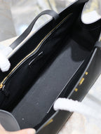 MANHATTAN SHOPPING BAG 40 IN BLACK SMOOTH LAMBSKIN GOLD BUCKLE