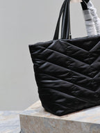 PUFFER LARGE TOTE BAG 57 IN BLACK SILK