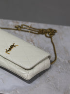 YSL 25S SAINT LAURENT GABY 19 IN BLANC  QUILTED CALFSKIN GOLD HARDWRE