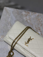 YSL 25S SAINT LAURENT GABY 19 IN BLANC  QUILTED CALFSKIN GOLD HARDWRE