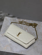 YSL 25S SAINT LAURENT GABY 19 IN BLANC  QUILTED CALFSKIN GOLD HARDWRE
