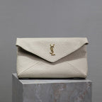ENVELOPE CLUTCH 29 IN WHITE LAMBSKIN COPPER LOGO