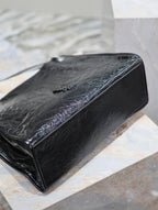 NIKI SHOPPING BAG 39 IN BLACK CRUMPLED CALFSKIN SILVER HARDWARE
