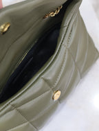 YSL 25S LOULOU PUFFER MINI 23 IN DARK OLIVE CALFSKIN GOLD HARDWARE
