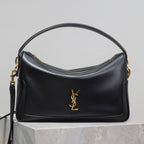 CAMERA SUPPLE BAG 28 IN BLACK SMOOTH LAMBSKIN GOLD HARDWARE