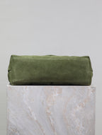 YSL 25S LOULOU PUFFER MM 29 IN GREEN SUEDE GOLD HARDWARE