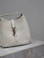 YSL 25S LE 5 À 7 BAG 16 IN BLANC  GRAINED CALFSKIN GOLD HARDWARE