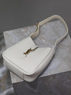 YSL 25S LE 5 À 7 BAG 16 IN BLANC  GRAINED CALFSKIN GOLD HARDWARE