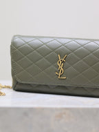 Gaby Phone Bag 19cm Olive Green Quilted Leather