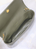 YSL 25S SAINT LAURENT GABY 19 IN DARK OLIVE QUILTED CALFSKIN GOLD HARDWARE