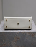 MANHATTAN SMALL TOP HANDLE BAG 21 IN WHITE CALFSKIN GOLD HARDWARE