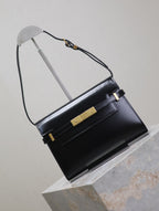 MANHATTAN SMALL 24 IN BLACK SMOOTH LAMBSKIN GOLD HARDWARE