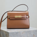 YSL 25S MINI MANHATTAN 19 IN BROWN CALFSKIN GOLD HARDWARE
