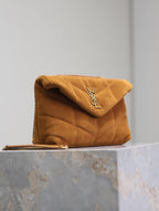 PUFFER TOY 23 IN BRONZE BROWN SUEDE GOLD HARDWARE