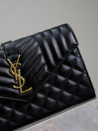 ENVELOPE CHAIN BAG 22 IN BLACK LAMBSKIN GOLD HARDWARE