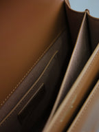 YSL Medium Sunset Shoulder Bag 22cm Brown Cowhide