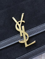 YSL Solferino Shoulder Bag Black Suede Leather