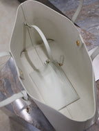 SHOPPING TOTE BAG 38 IN WHITE CALFSKIN