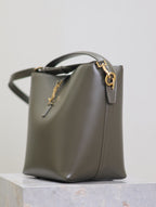 YSL 25S LE 5 À 7 BUCKET 26 IN DARK OLIVE CALFSKIN GOLD HARDWRE
