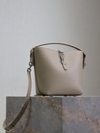 YSL 25S LE 37 BAG 20 IN DUSTY GRAY CALFSKIN SILVER HARDWARE