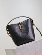 YSL 25S LE 37 20 IN BLACK SNAKE EMBOSSED CALFSKIN GOLD HARDWRE