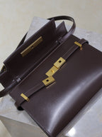 YSL 25S MANHATTAN SMALL 24 IN ROUGE CABERNET CALFSKIN GOLD HARDWRE