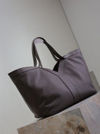 YSL 25S Y TOTE 50 IN PURPLE BROWN CALFSKIN GOLD HARDWARE