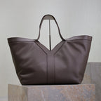 YSL 25S Y TOTE 50 IN PURPLE BROWN CALFSKIN GOLD HARDWRE