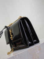 YSL 25S SUNSET MEDIUM 22 IN BLACK SHINY CALFSKIN GOLD HARDWARE