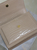 YSL 25S SUNSET MEDIUM 22 IN NUDE CROCODILE-EMBOSSED SHINY CALFSKIN GOLD HARDWRE