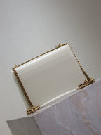 YSL Medium Sunset Shoulder Bag 22cm White Cowhide