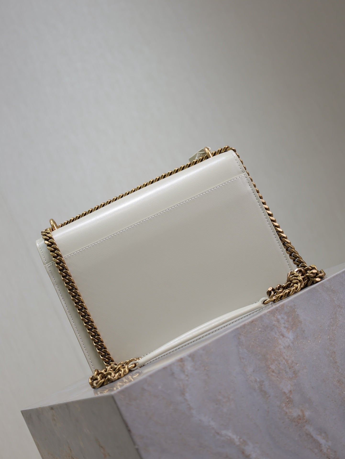 YSL Medium Sunset Shoulder Bag 22cm White Cowhide