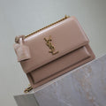 YSL Medium Sunset Shoulder Bag 22cm Beige-Brown Cowhide GHW