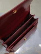 YSL Medium Sunset Shoulder Bag 22cm Burgundy Cowhide GHW