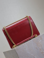 YSL Medium Sunset Shoulder Bag 22cm Burgundy Cowhide GHW
