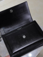 YSL Medium Sunset Shoulder Bag 22cm Black Cowhide Sliver HW