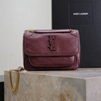 NIKI BABY 22 IN WINE RED LAMBSKIN GOLD CHAIN
