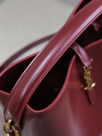YSL 25S LE 5 À 7 BUCKET 26 IN DARK BURGUNDY CALFSKIN GOLD HARDWRE