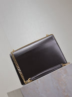 YSL 25S SUNSET BAG 22 IN DARK PURPLE CALFSKIN GOLD HARDWRE