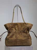 JAMIE MEDIUM POCHON 27 IN DULL BROWN SUEDE COPPER HARDWARE