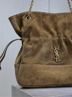 JAMIE LARGE POCHON 34 IN DULL BROWN SUEDE COPPER HARDWARE