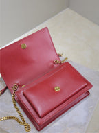 SUNSET SMALL BAG 19 IN RED CALFSKIN COPPER HARDWARE