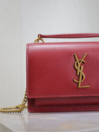 SUNSET SMALL BAG 19 IN RED CALFSKIN COPPER HARDWARE