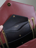LOULOU SMALL 24 IN BURGUNDY RED SHEEPSKIN GOLD HARDWARE