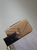 LOULOU MEDIUM 29 IN MILK TEA SHEEPSKIN GOLD HARDWARE