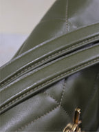 YSL 25S LOULOU PUFFER GM 35 IN DARK OLIVE CALFSKIN GOLD HARDWARE