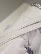 YSL 25S LOULOU PUFFER GM 35 IN SMOKEY TAUPE CALFSKIN SILVER HARDWARE