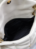 YSL 25S LOULOU PUFFER GM 35 IN BLANC  CALFSKIN GOLD HARDWRE